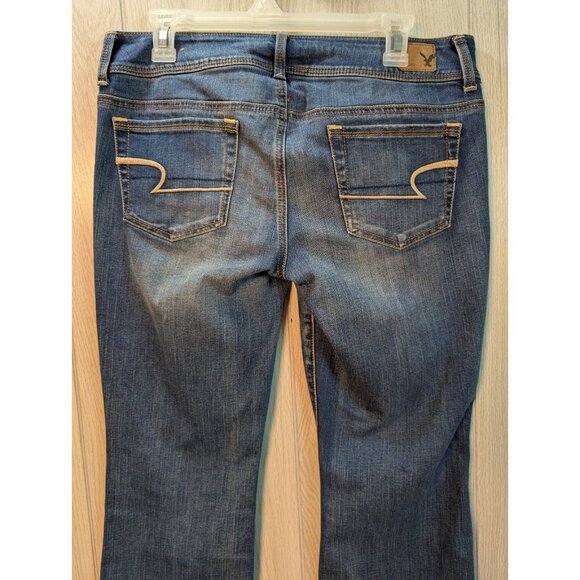 American Eagle Women’s Original Boot Jeans Size 12 Reg Dark Wash Super Stretch - Picture 5 of 11